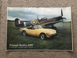 1970s British Triumph Spitefire 1500 Dealership Showroom Poster.