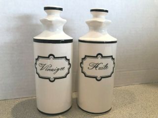 Vintage Porcelain Vinegar Oil Pour Bottles French Language Made In Japan