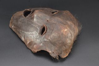 Old Antique Leather Magar High Aged Shamanic Tribe Ritual Shaman Amulet 10 " Mask