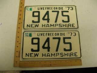 1973 73 1974 74 Hampshire Nh License Plate Pair Set 9475 Live Or Die