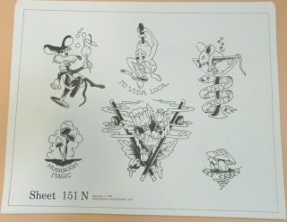 Vintage Rare 1978 Spaulding & Rogers Tattoo Flash Sheet 151n Mushroom Magic