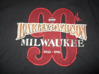 1903 - 1993 Harley Davidson 90 Years Of Great Motor Cycles Milwaukee (3xl) T - Shirt