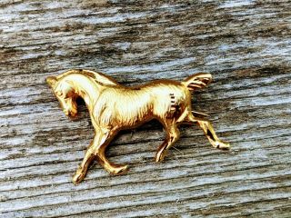 Vintage 14k Gold Filled Running Horse Brooch Pin