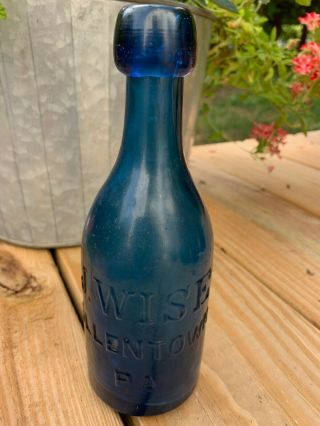Circa 1860 - 70 Collectable Early Allentown J.  Weiss Cobalt Blue Antique Bottle