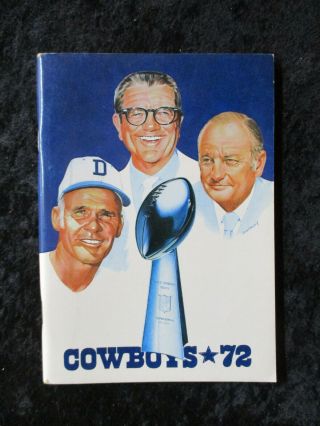 Vintage 1972 Dallas Cowboys Press Media Guide Tom Landry Front Cover 1310