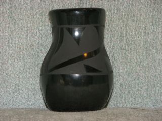 Vintage Santa Clara Pueblo Blackware Textured Vase Signed Isabel Naranjo Pottery