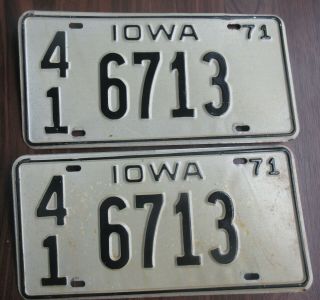 Vintage Iowa License Plates 1971 Hancock County Iowa County 41 Matching Pair
