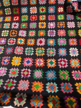 Vintage Crochet Afghan Granny Squares Throw Lap Blanket Handmade 34 " X 34 "
