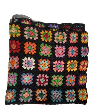 Vintage Crochet Afghan Granny Squares Throw Lap Blanket Handmade 34 