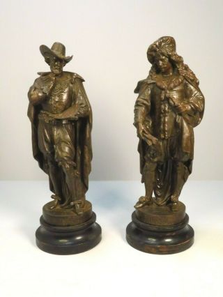 Rubens & Rembrandt Large Pair 19th Century French Spelter Old Master Figures 17”