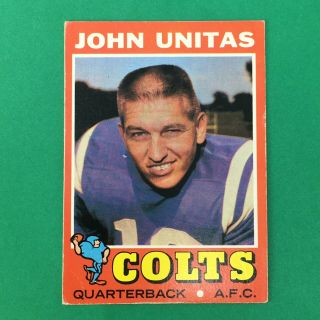 Johnny Unitas 1971 Topps Football Card 1 Vg - Vgex Baltimore Colts Hof Vintage
