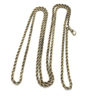 Antique Heavy Sterling Silver Rope Twist Long Guard Chain 136