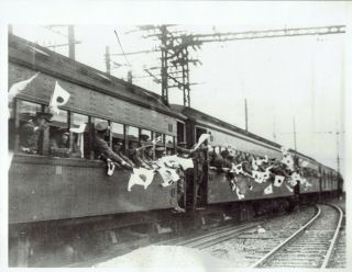 1931 Vintage Photo Sendai Japanese Army On Trains To Fight Chinese In Manchuria