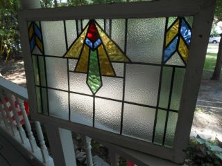 Rd - 101c Lovely Transom Style Leaded Stain Glass Window From England 32 X 23