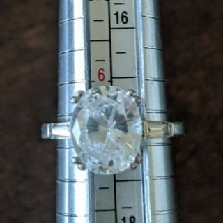 Vintage 925 Sterling Silver Solitaire Cz Cubic Zirconia Ring Size 6 Estate