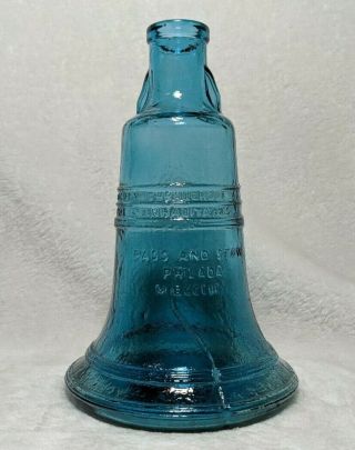 Vintage Wheaton Blue Glass Liberty Bell Bottle - Full Size 7.  5 In.