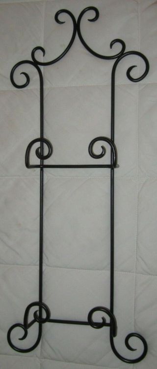 Vintage Black Wrought Iron French Wall 2 - Plate Holder Rack Display