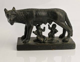 Antique Italian Grand Tour Bronze - Romulus & Remus Wolf C19th Fine Patina