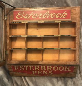 Drugstore Antique Esterbrook Pen Co.  Oak Counter Top Display Case