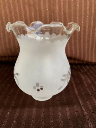 VINTAGE ART DECO FROSTED ETCHED GRAPE DESIGN GLASS LAMP SCONCE CHIMNEY SHADE 2