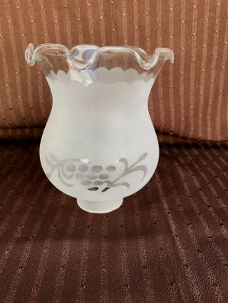 VINTAGE ART DECO FROSTED ETCHED GRAPE DESIGN GLASS LAMP SCONCE CHIMNEY SHADE 3