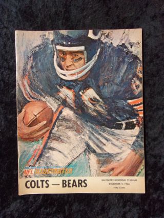 Vintage December 4,  1966 Baltimore Colts Vs Chicago Bears Nfl Program 916