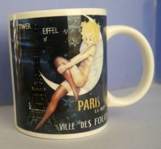 Vintage Paris Affiches Posters Coffee Mug.  Paris By Night,  Folies,  Lumiere