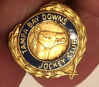 Vintage Tampa Bay Downs Jockey Club Horse Racing Pin Racetrack