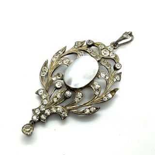 Antique Victorian Silver Paste And Mabe Pearl Pendant 130