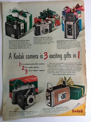 1951 Vintage Kodak Cameras Ad Brownie Pony Duaflex Tourist Movie With 50s Prices