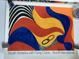 Vtg Braniff International Airways Airline Jet Airplane Alexander Calder Poster 3