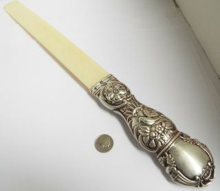 Large 15 Inch English Antique 1899 Solid Silver Page Turner Letter Opener