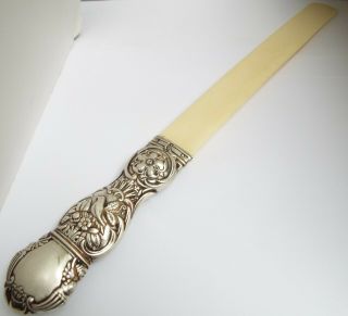 LARGE 15 INCH ENGLISH ANTIQUE 1899 SOLID SILVER PAGE TURNER LETTER OPENER 2