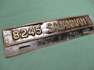 RARE 1953 SAVANNAH GEORGIA CITY LICENSE PLATE TOPPER 8245 2
