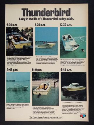 1971 Thunderbird Cuddy Cabin Boat Vintage Print Ad