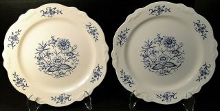 Vintage Homer Laughlin Imperial Blue Dresden Dinnerware Dinner Plates - Set Of 2