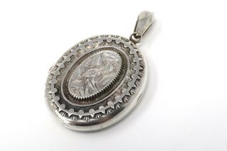 A Huge Heavy Antique Victorian C1881 Sterling Silver 925 Engraved Locket Pendant