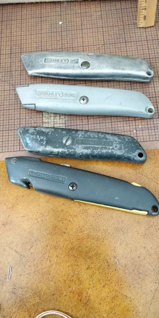 Vintage Set Of 4 Stanley Utility Knives (razors),  Various Models,  Blades