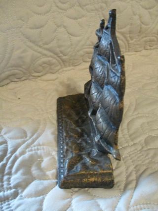 Vintage Cast Iron Bookend Doorstop Constitution Nautical Ship Sail Boat 2