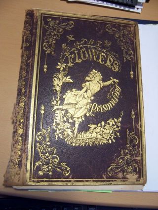 Antique 1849 Book The Flowers Personified By R Martin 18 Prints Hand Colored