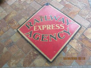 Vintage Railway Express Agency Double Sided Fiberboard Sign