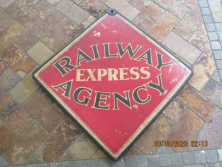 Vintage Railway Express Agency Double Sided Fiberboard Sign 2