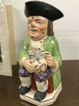 Antique Red Faced Toby Jug Seated Holding Pitcher C1800’s Victorian Period?