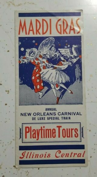 Vintage 1941 Orleans,  La Mardi Gras Playtime Tours Travel Brochure