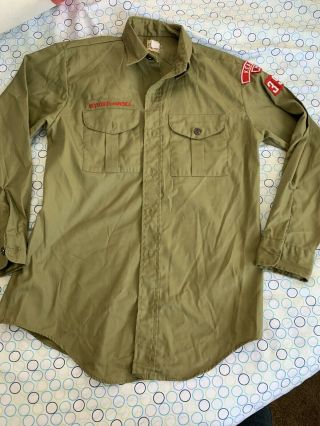 Vintage Bsa Boy Scouts Long Sleeve Button Down Shirt Uniform Size 14 Reg Euc