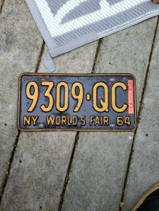 1964 Ny Worlds Fair License Plate Plate 65 Registration