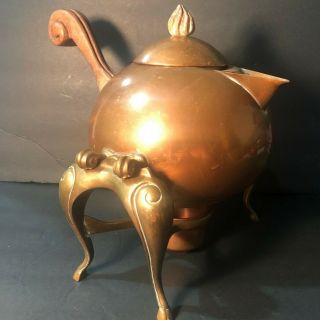 Vintage/antique Copper Tea Pot Kettle W/ Burner Warmer Stand