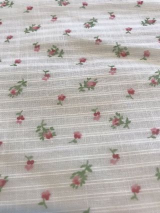 2,  Yd Vintage Dimity Cotton Fabric W Pink Red Roses Buds Floral Print - 35” Wide