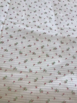 2,  yd Vintage Dimity Cotton Fabric w Pink Red Roses Buds Floral Print - 35” Wide 2
