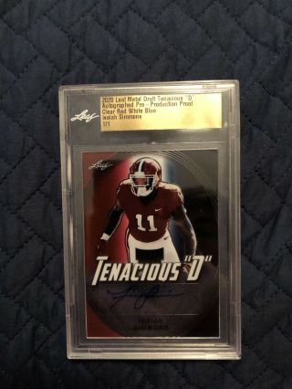 Isaiah Simmons 2020 Leaf Metal Draft Auto Red White And Blue Pre - Production 1/1